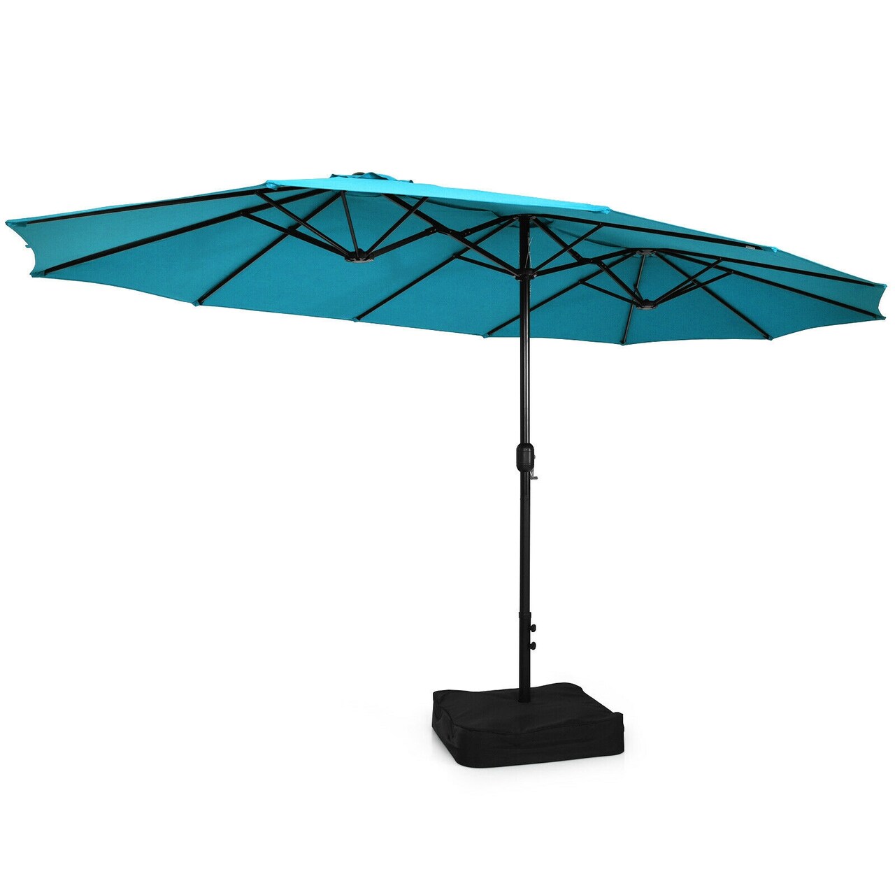 Large Outdoor 15 Feet Umbrella with Double Canopy and Air Vents Strong Metal Frame and Easy Crank